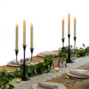 Candélabre en fer noir à 3 bras, porte-bougie fait main, écologique, durable, imperméable, décoration de la maison, mariage - Product Image 3