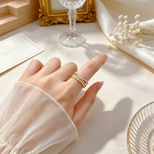 Bijoux Fanhua, anneaux ajustables à trois bandes en acier inoxydable, sans ternissement, avec CZ, très vendus sur <span class=keywords><strong>TikTok</strong></span> - Product Image 2