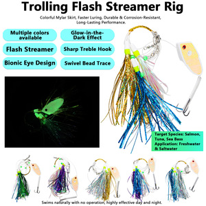 Señuelo de Pesca Trolling Flash Streamer Rig de 17.5cm con Falda de Mylar para Salmón, Atún, Lubina, Pesca en Agua Dulce y Salada - Product Image 4