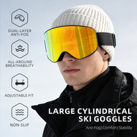 Masques de ski et de snowboard personnalisés, masques de neige cylindriques, lentilles anti-buée double couche, cadre en TPU, usine OEM ODM