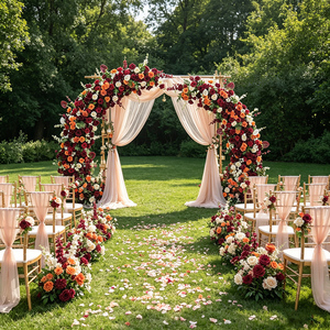 Arche de mariage en soie artificielle DKB - Taille et couleur personnalisables, durable, faite à la main, écologique, décoration de mariage d'été en plein air - Product Image 1