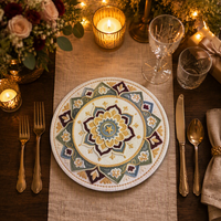 Assiettes de présentation rustiques marron de 13 pouces en faux bois massif avec bord festonné pour la décoration de Thanksgiving, de mariages et de fêtes