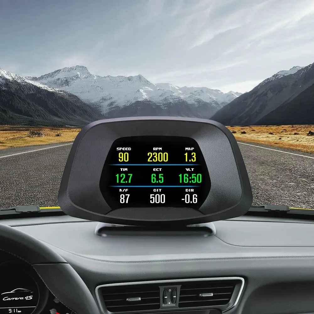 Bestseller Auto Projector Snelheidsmeter Hud Met Turbine Druk Obd2 Gps Navigatie P19 Auto Head Up Display