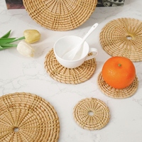 Sous-verre rond en rotin avec support – Ensemble de dessous de tasse et de plat