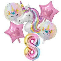 Ballon Licorne Arc-en-Ciel avec Chiffres de 32 Pouces, Décorations de Fête d'Anniversaire pour Enfant, 1 Ensemble