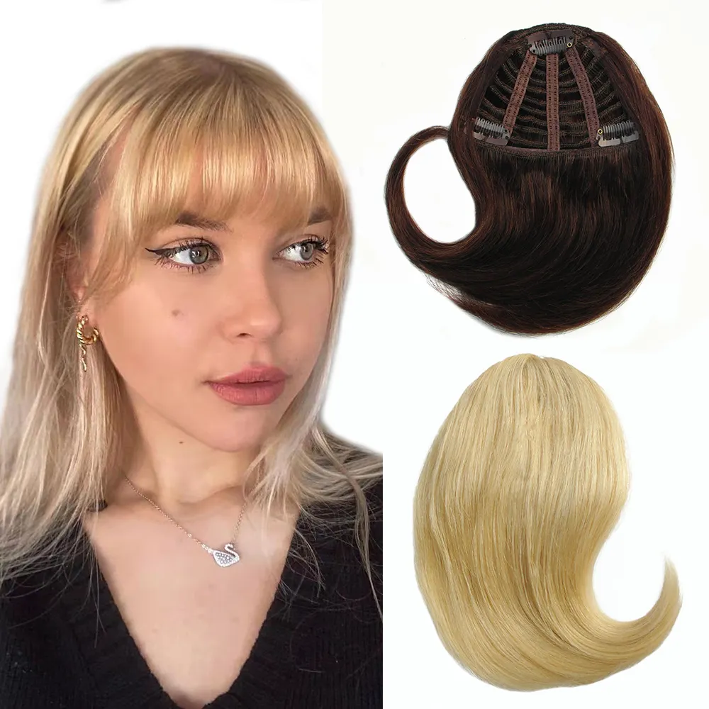 Super Natural Detachable Weave Straight Remy Brazilian Blonde Clip In Bangs Human Hair Fringes
