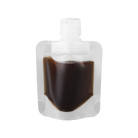 Ventes en gros de sachets de jus personnalisés miniatures transparents imperméables en PET+PA+PE, sachets à bec verseur réutilisables, sachets d'eau potable, sachets de lait, sachets de gelée