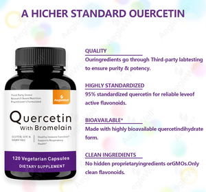 AegleWell Quercetina Estandarizada al 95% con Bromelina, Alta Biodisponibilidad, Apoyo Inmunológico y Respiratorio, 120 Cápsulas Vegetarianas - Product Image 2