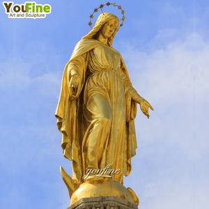 YOUFINE taille personnalisée extérieur grandeur nature catholique religieux Bronze doré Vierge Marie Statue Sculpture - Product Image 2