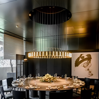 Lustres contemporains de luxe en albâtre rond pour hôtel et restaurant, luminaires suspendus pour table à manger, pour plafond haut