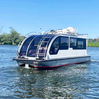 Bateau-maison de luxe remorquable avec moteur hors-bord, en aluminium, pour divertissement et croisière, fabrication soudée, bateau-maison de tourisme
