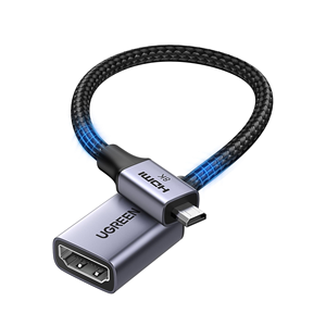 Adaptateur Micro HD-MI vers HD-MI UGREEN 8K60Hz, câble bidirectionnel Micro HD-MI 2.1 mâle-femelle 10K 4K240Hz HDR 3D Dolby VRR 48 Gbps - Product Image 1