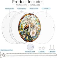 Kit de puzzle en acrylique vitrail en gros, attrape-soleil irrégulier, pièces uniques, motif abeille, décoration de jardin, cadeau
