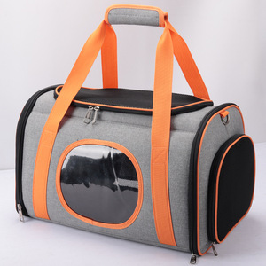 Pet <b>Carrier</b> <b>Soft</b>-Sided Polyester Orange Color Transparent Window Large Capacity Portable For <b>Cats</b> Dog Travel Bag - Product Image 2
