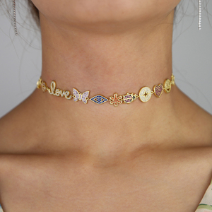Nouveauté 2026 – Collier plaqué <span class=keywords><strong>or</strong></span> avec micro-pavés CZ colorés et breloque porte-bonheur pour <span class=keywords><strong>l</strong></span>'été - Product Image 5