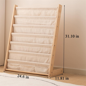 Étagère à livres pour enfants Space Saver, 7 niveaux, organisateur <span class=keywords><strong>de</strong></span> livres <span class=keywords><strong>en</strong></span> <span class=keywords><strong>bois</strong></span>, porte-livres pour tout-petits avec poches profondes pour salle <span class=keywords><strong>de</strong></span> jeux, chambre d'enfant, chambre à coucher - Product Image 3