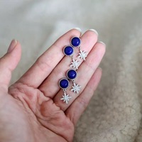 Boucles d'oreilles pendantes Polaris vintage en alliage et pierre naturelle, plaquées or 18 carats, motif étoile, bijoux célestes élégants pour les soirées