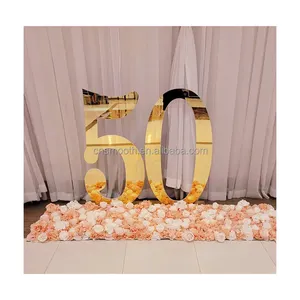 Wedding Birthday Fifty Years Old Backdrop Decoration Gold Big Letters Stand Acrylic Large Big Number for Parties