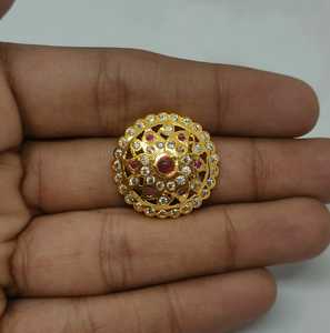 Exquisite Round Pink Crystal <b>Ring</b> Gold Plated Floral Halo <b>Cubic</b> <b>Zirconia</b> Statement <b>Ring</b> Ethnic Fashion Wholesale Jewelry - Product Image 3