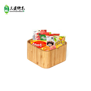 Venta directa de fábrica de cajas de almacenamiento de bambú con esquinas redondeadas para uso doméstico, escritorio, almacenamiento multifuncional de aperitivos y artículos diversos. - Product Image 3