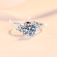 Bague en argent sterling S925 avec certificat GRA, moissanite ronde brillante couleur D VVS1, sertie de quatre griffes et pierres latérales marquise, pour femme