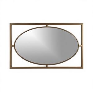 Miroir mural en fer forgé artisanal de forme arquée moderne avec finition dorée lisse, décoration de mariage haut de gamme, taille personnalisable - Product Image 1