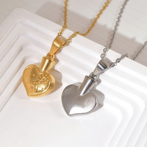 Joyería de cremación al por mayor para cenizas urna de acero inoxidable romántico conmemorativo personalizado colgante en forma de corazón collar joyería - Product Image 2