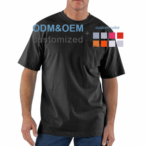 New Men's Casual Loose Fit 220g Jersey Short-Sleeve <b>Pocket</b> <b>T</b>-<b>Shirt</b> 100% Cotton Digital Printing Letter Design Eco-Friendly Quick - Product Image 1