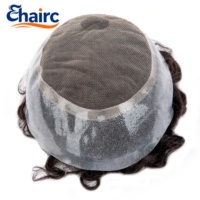 Prothèse capillaire frisée pour hommes de 25 mm, 100 % cheveux humains, facile à porter, indétectable, ligne de cheveux naturelle, légère, usage quotidien, vente en gros