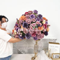 Nouveau produit : Boule de fleurs artificielles roses blanches, vertes et roses pour centre de table de mariage et fournitures de décoration événementielle
