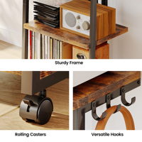 Console multimédia intelligente avec éclairage RVB contrôlé par application, support TV en bois, rangement pour jeux, organisateur PS5/Xbox/Stereo DVD