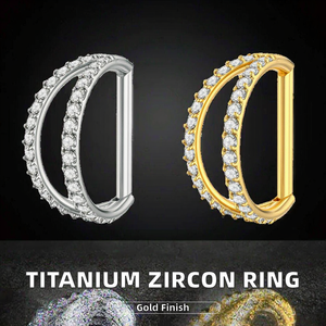 Gaby F136 Titanium <b>Gold</b> <b>Nose</b> Ring D Shape Half Ring 16G Zircon Claw Setting Unisex Wedding Ear Tragus Cartialge Piercing Jewelry - Product Image 2