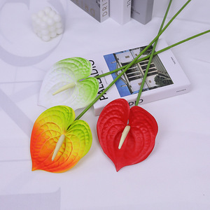 Artificial Anthurium Single Branch EV Hand Feel <b>Red</b> Palm Wedding Soft Decoration <b>Silk</b> Flower Home Furnishings Floral Art - Product Image 2