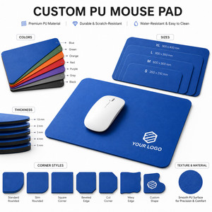 แผ่นรองเมาส์หนัง PU พิมพ์โลโก้ได้ กันน้ำ กันลื่น หนังเทียม สำหรับเล่นเกมส์ ใช้ในสำนักงาน ธุรกิจ ของขวัญส่งเสริมการขาย แผ่นรองโต๊ะทำงาน - Product Image 6