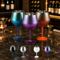 Nouveauté Verre à vin personnalisé de 414ml en acier inoxydable Gobelet à pied haut transparent résistant aux chutes pour bar de fête et de mariage