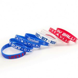 Bracelet en silicone personnalisé pas cher avec logo imprimé pour fête, sport, baseball, festival, bracelet élastique en caoutchouc - Product Image 3