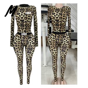 Set Celana Motif Leopard Wanita 2025  Pakaian Santai  Dengan Bordir LOGO Kustom Set Wanita Motif Cheetah Set Dua Potong Wanita - Product Image 5