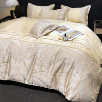Fournisseur de linge d'hôtel, couvre-lit en soie 100%, linge d'hôtel de qualité supérieure, ensemble de couette brodée, drap, drap de lit, ensemble de 4 pièces