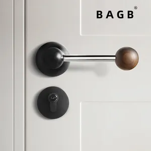 Thiết Kế Hiện Đại Bagb Không Gian Nhôm Cửa Xử Lý Với Từ Tính Im Lặng Phòng Ngủ Gỗ Rắn Quả Óc Chó Bóng Khóa Chải Bạc Màu Đen - Product Image 3