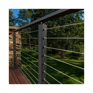 Ace Cable Railing Outdoor Aluminum Deck System Casting Swageless Term 316ss Black Protector Sleeves Post Mounting Cable Railing