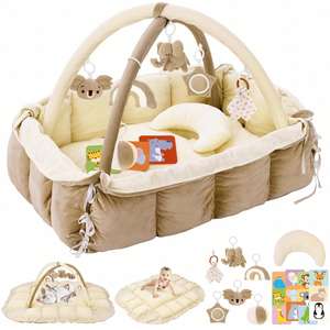 Tapis d'éveil pour bébé avec 5 jouets sensoriels détachables, antidérapant et lavable - Product Image 1