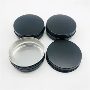 Black Metal Tin Factory Price 60g Lip Balm Eye Shadow Metal Tins Empty Container 2 OZ Matt Black Aluminum Cosmetic Cream Jar Pot