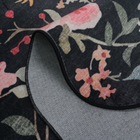 Tapis de salon en polyester 6 mm d'épaisseur, motif floral persan, à poils coupés, antidérapant et infroissable, avec bords spéciaux