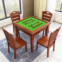 Table de mahjong en bois massif, table de jeu de cartes carrée, table de poker manuelle à double usage avec mécanisme à manivelle pour usage domestique