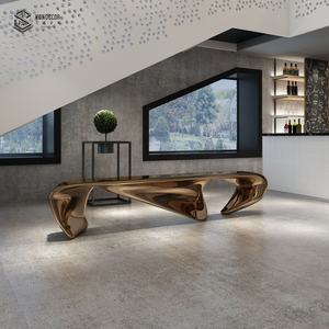 طاولة فنية من الفولاذ المقاوم للصدأ بتصميم عصري مجرد لصالة الفندق وغرفة المعيشة - Product Image 2