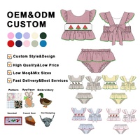 4 juillet maillot de bain d'été bikini bleu pour enfants et tout-petits maillots de bain pour bébés drapeau américain smocké Design pour NB-16Years
