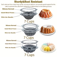 Ensemble de 3 moules à gâteau en silicone de qualité alimentaire à 100 %, en forme de couronne, de fleur et de cœur, résistants à la chaleur, lavables au lave-vaisselle, outils de pâtisserie