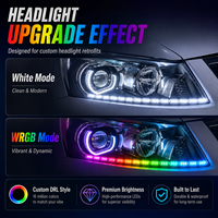 Bande lumineuse LED universelle flexible en silicone WRGB, contrôle sans fil par application, clignotant dynamique, lampe DRL pour voiture 12V
