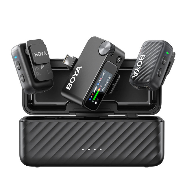 BOYA BOYAMIC 2 Professional Wireless Lavalier Lapel Microphone for iPhone USB-C Android Camera PC for Youtube Live Streaming