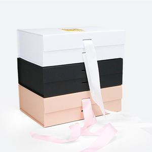 Wholesale Customized Foldable Magnetic Ribbon Bow Closure Luxury Gift Boxes Cardboard Shipping Paper <b>Box</b> for Clothing and Wigs - Product Image 2